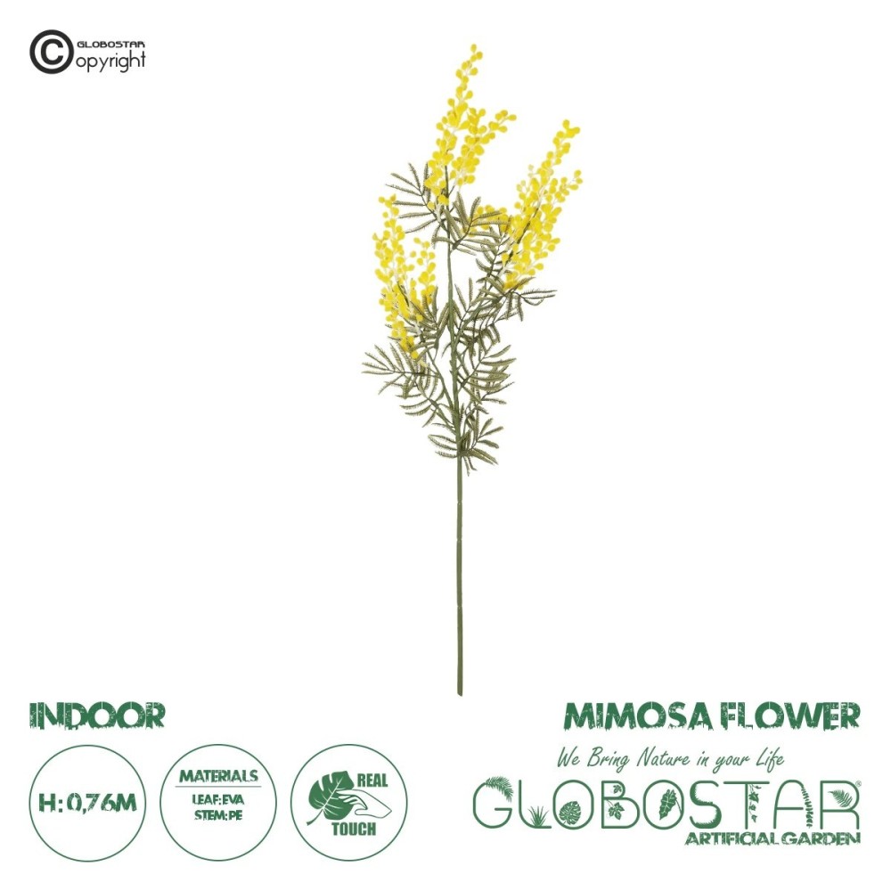 GloboStar® Artificial Garden YELLOW MIMOSA FRUIT BRANCH 21451 Τεχνητό Διακοσμητικό Κλαδί Κίτρινη Μιμόζα Y76cm